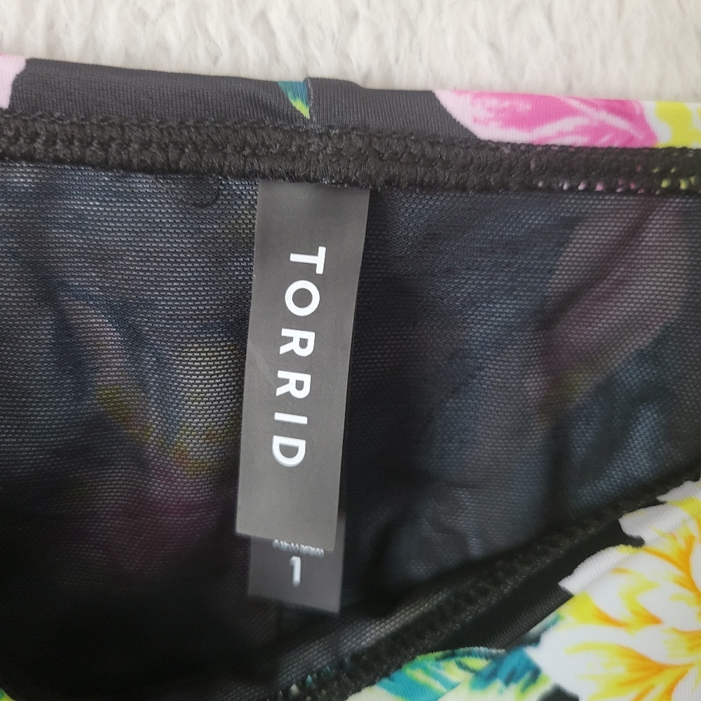 torrid Black Floral Bathing Suit with Pink & Yellow Accents - Picture 4 of 5